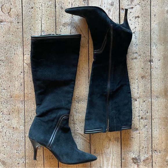 Donald J Pliner Black Suede Knee High Boots Size 8 - Picture 2 of 7